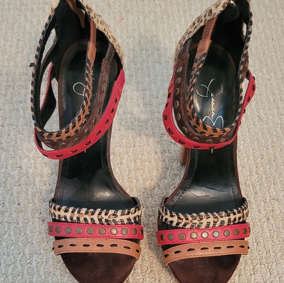 Jessica Simpson Platform Heels Size 7.5 leather upper and cork heel. - Picture 8 of 10